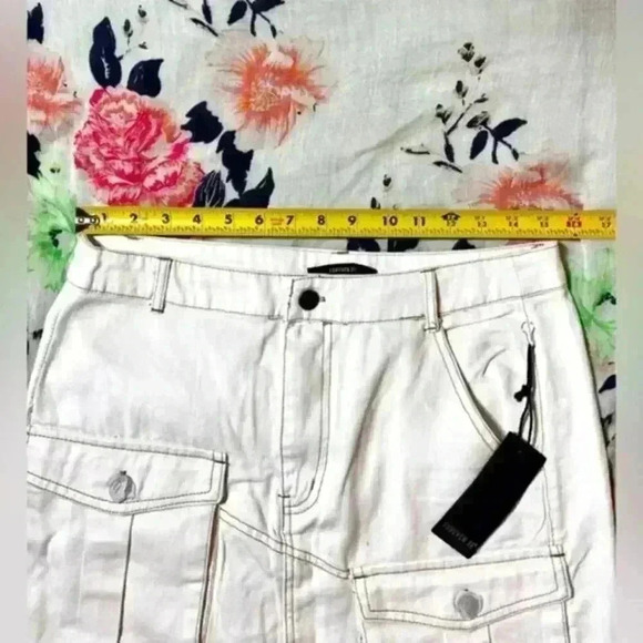 #134 NWOT Forever 21 Belted Twill Utility Skirt Size XL White/tan stitching. - Picture 7 of 10
